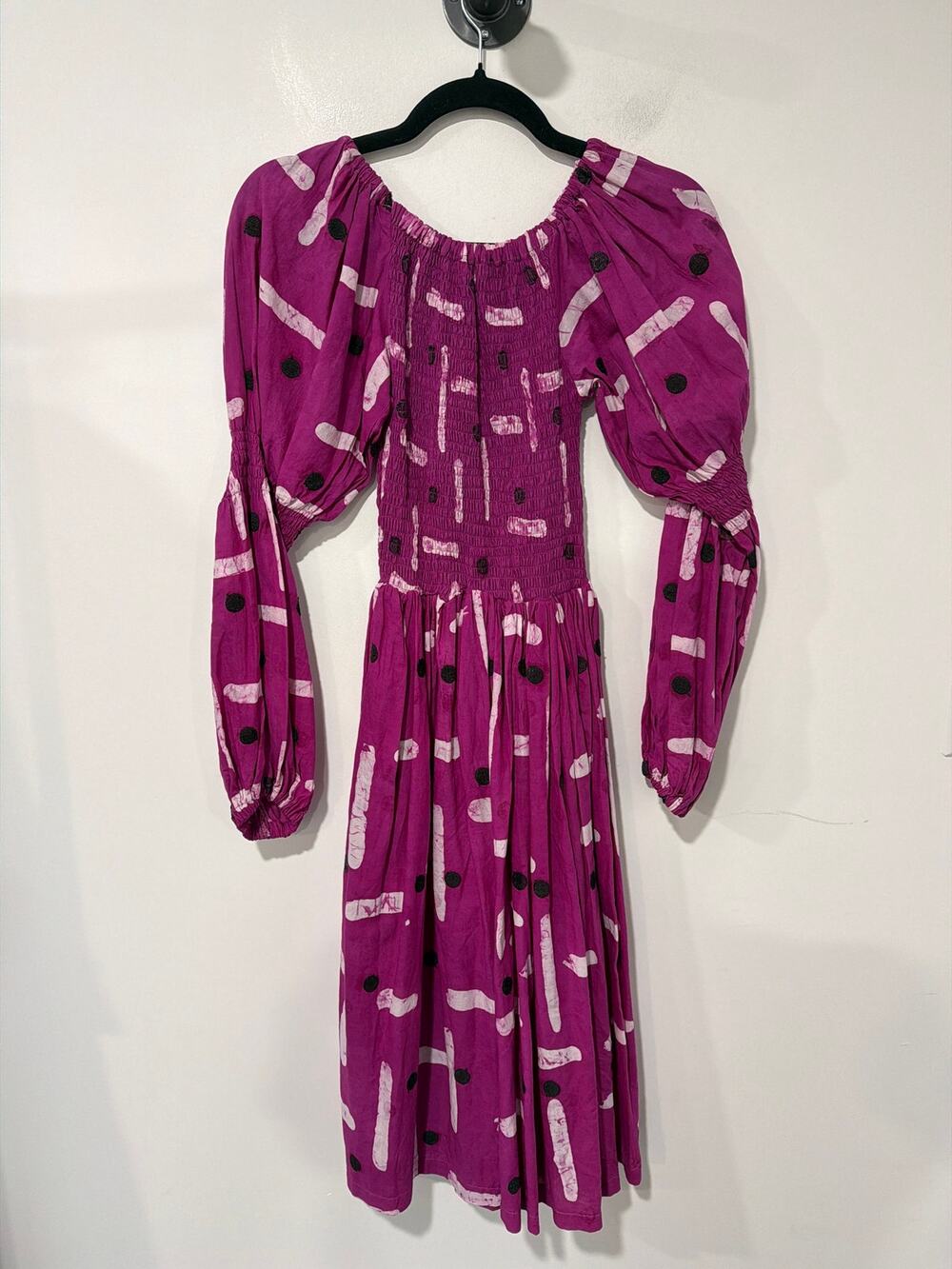 Busayo Dress Long Sleeve Purple Abstract Print Size XS